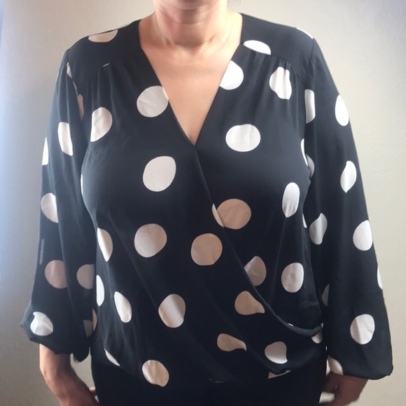 INC Petite Embroidered Dot Surplice Top, - Picture 4 of 12